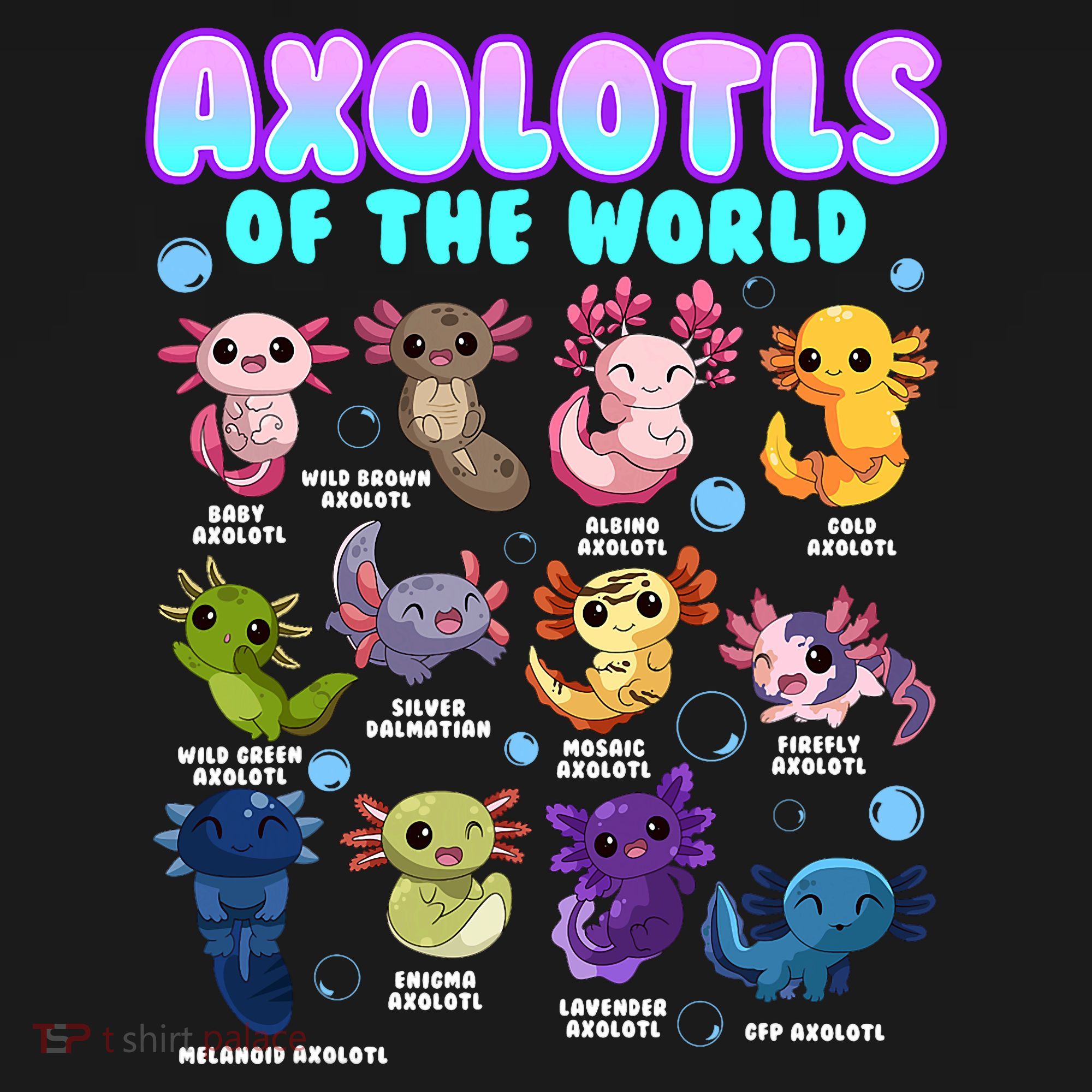 Axolotl Animals Of The World Kawaii Salamander Herpetology T-Shirt
