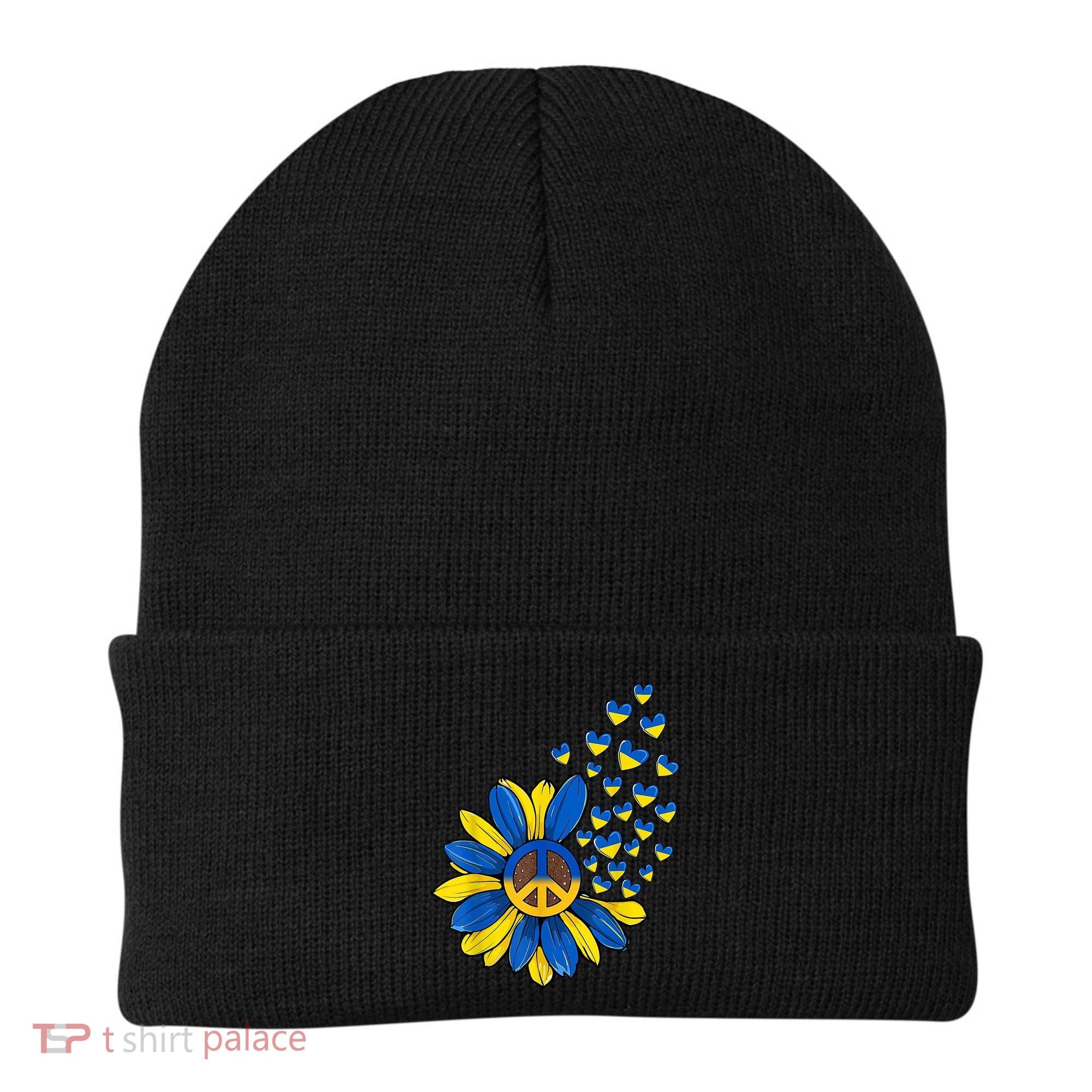 Autism Awareness Peace Sunflower Beanie