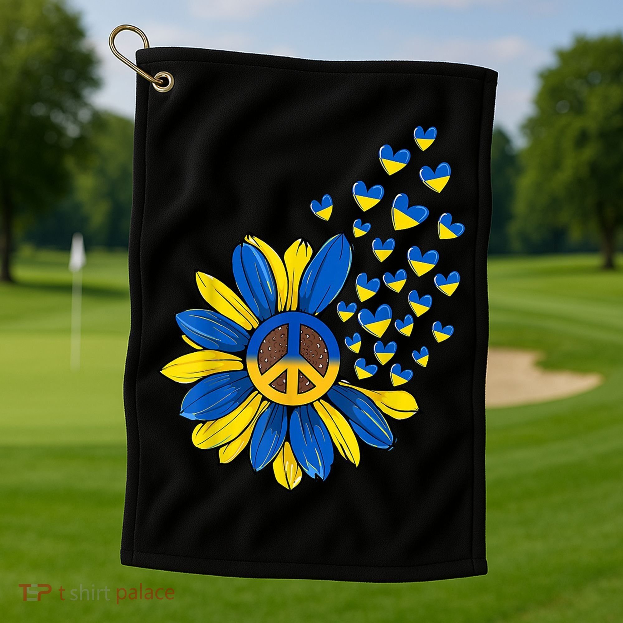 Autism Awareness Peace Sunflower Golf Towel