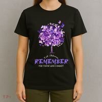 Alzheimers Awareness Purple Butterfly T-Shirt thumb 4
