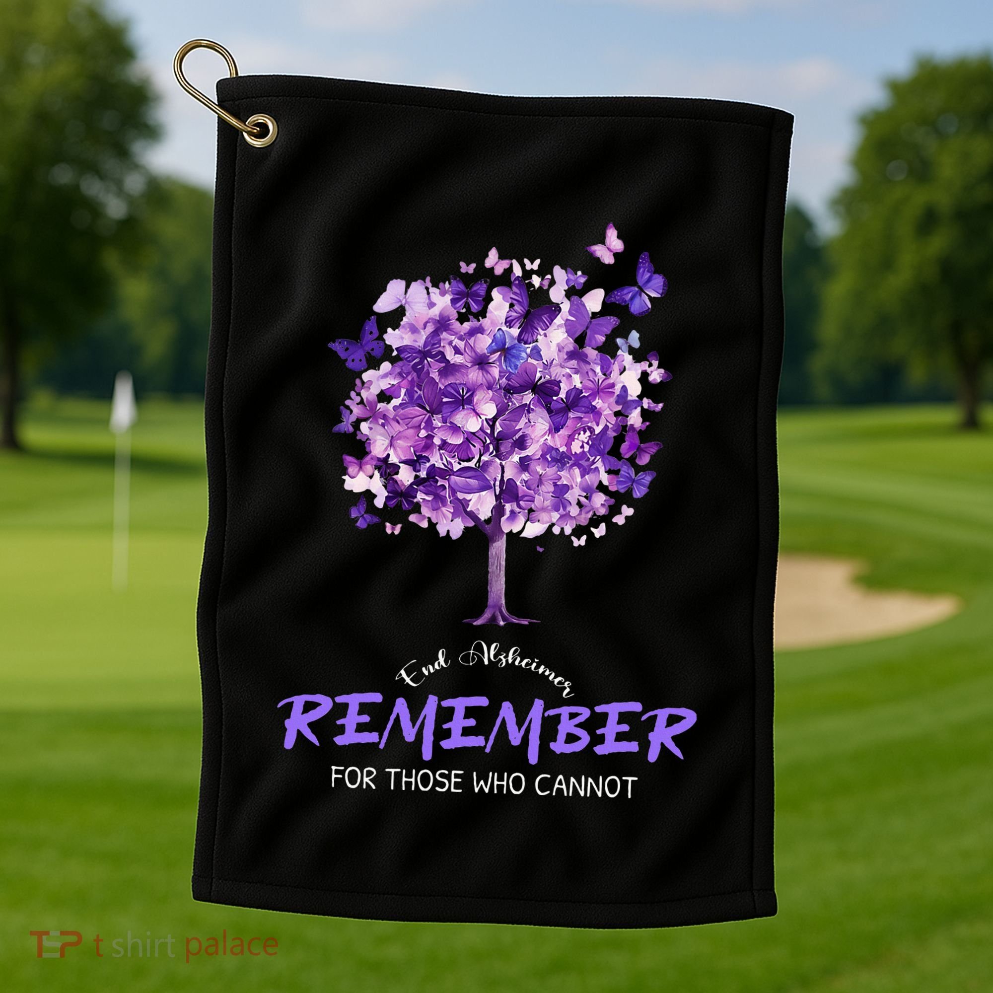 Alzheimers Awareness Purple Butterfly Golf Towel