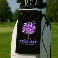 Alzheimers Awareness Purple Butterfly Golf Towel thumb 2