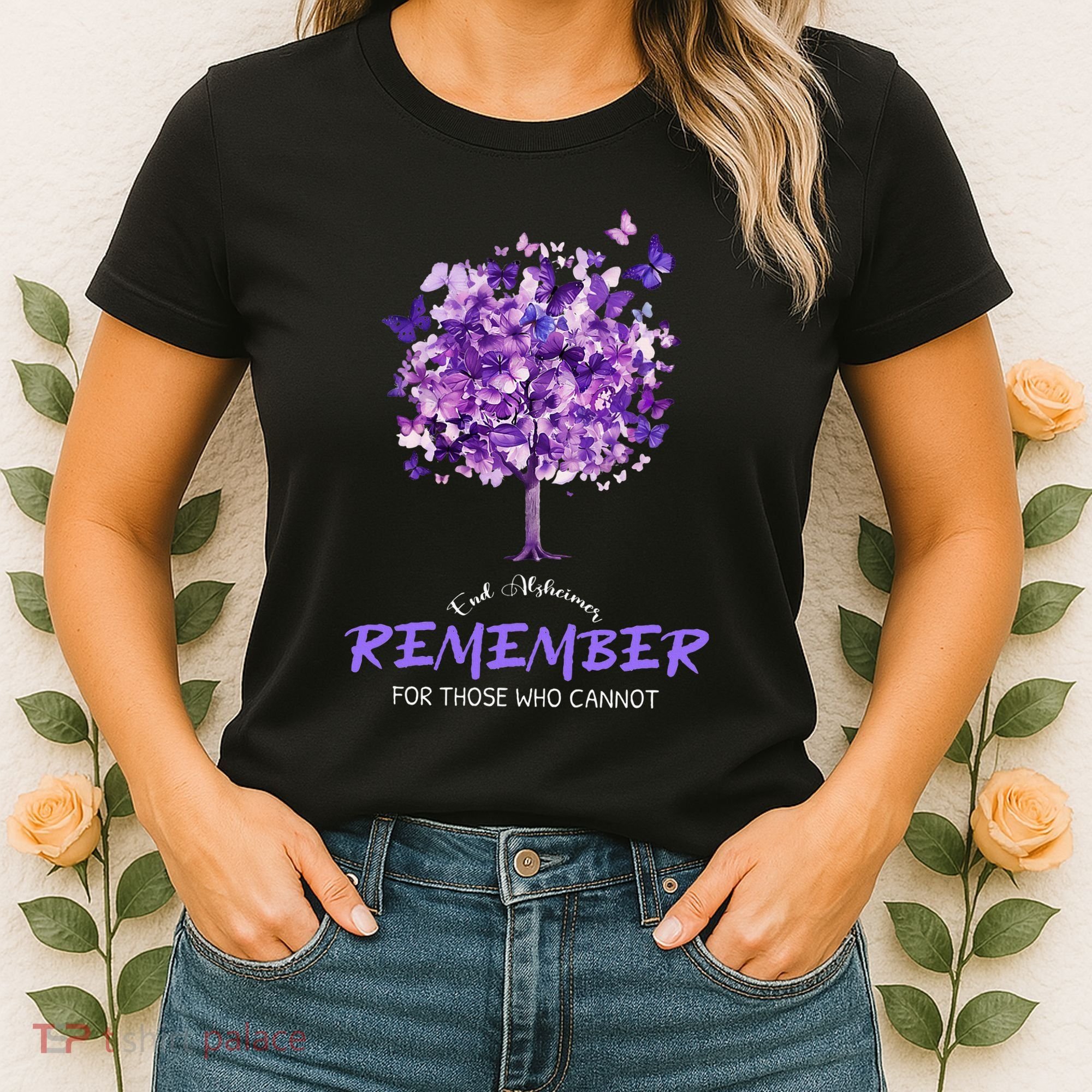 Alzheimers Awareness Purple Butterfly Women's T-Shirt