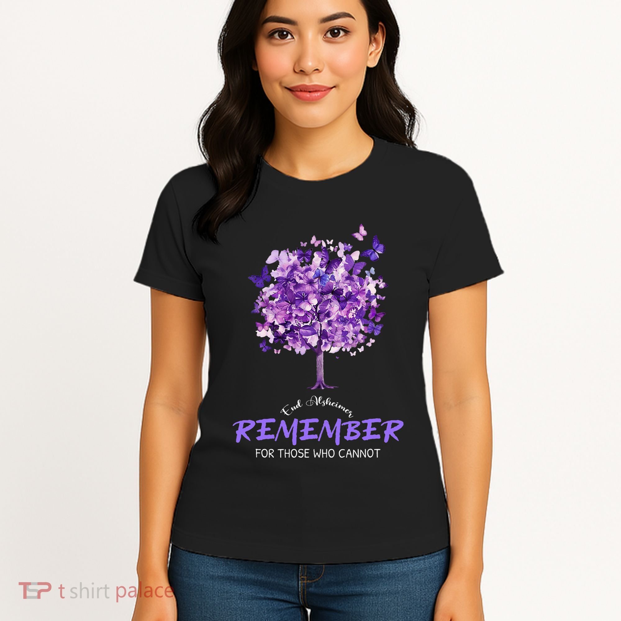 Alzheimers Awareness Purple Butterfly Women's T-Shirt