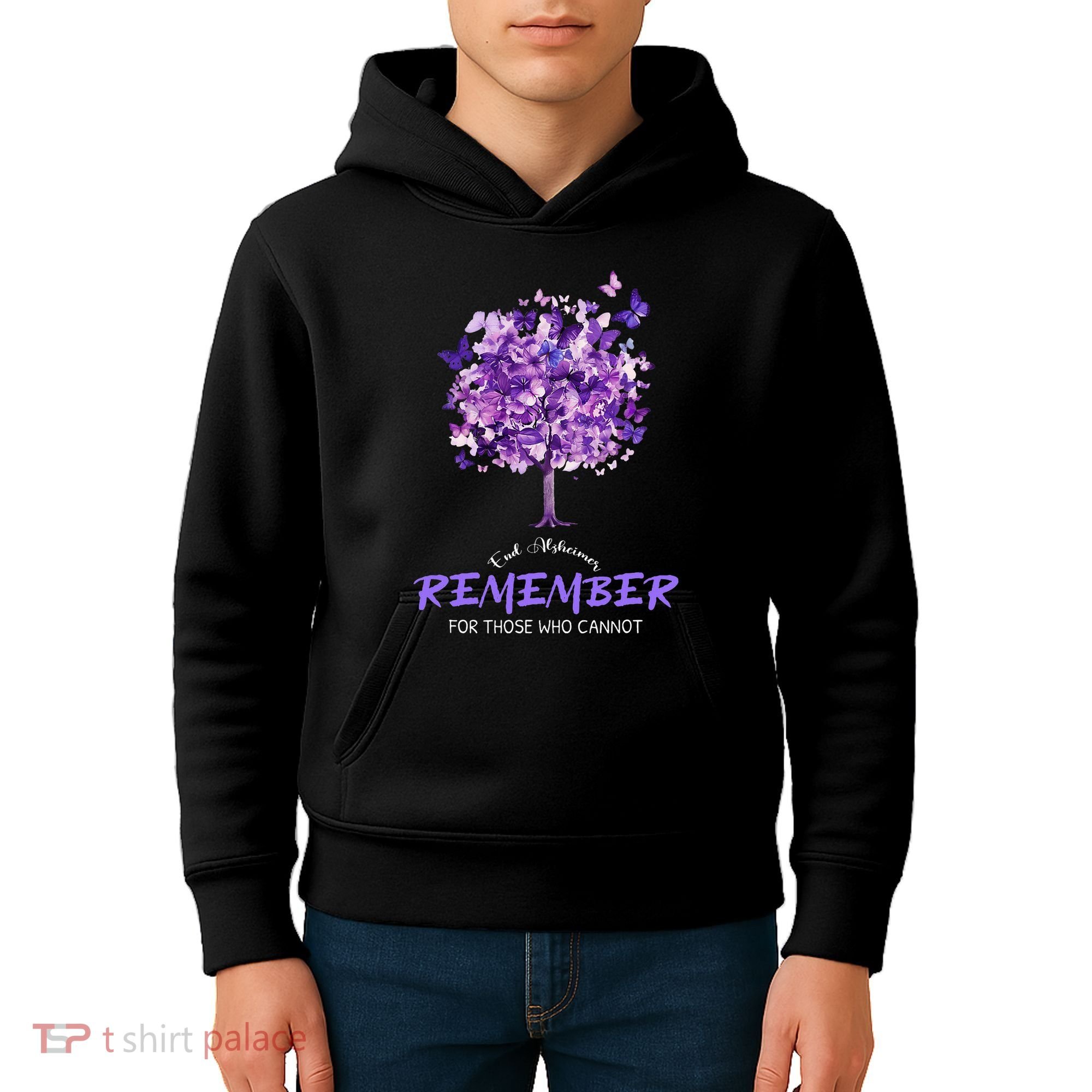 Alzheimers Awareness Purple Butterfly Kids Hoodie