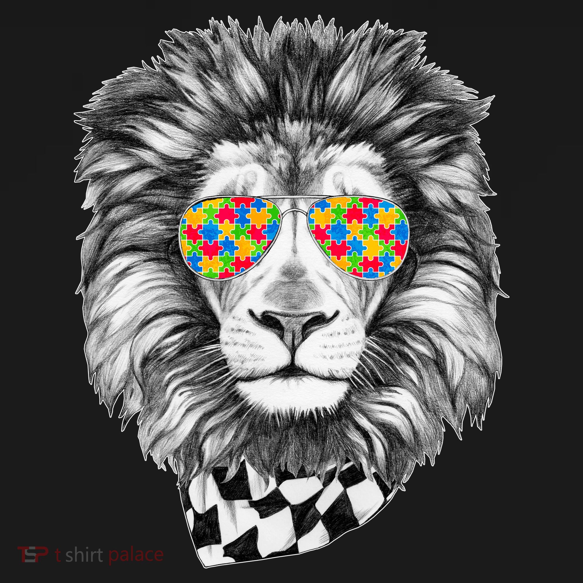 Autism Awareness Puzzle Sunglasses Lion Bucket Hat