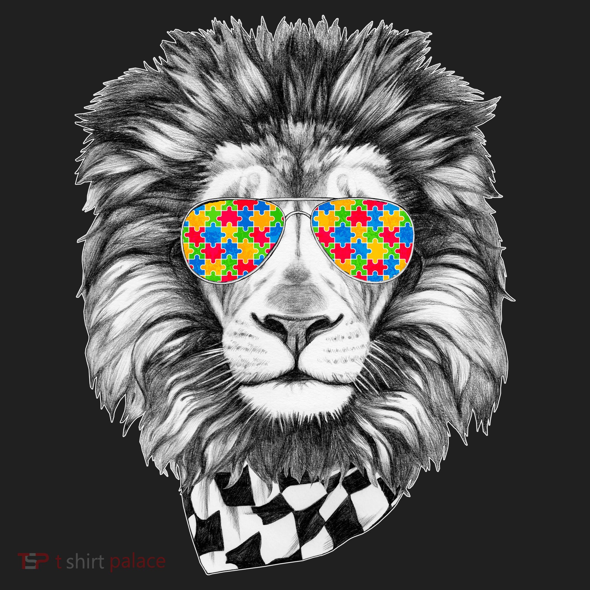 Autism Awareness Puzzle Sunglasses Lion Hat