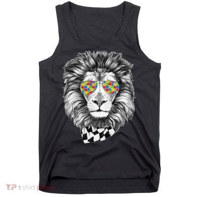 Autism Awareness Puzzle Sunglasses Lion Tank Top