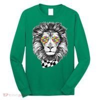Autism Awareness Puzzle Sunglasses Lion Long Sleeve Shirt thumb 0