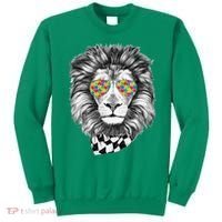 Autism Awareness Puzzle Sunglasses Lion Sweatshirt thumb 0