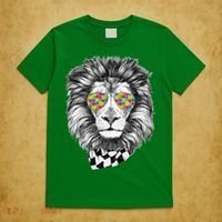 Autism Awareness Puzzle Sunglasses Lion T-Shirt thumb 5