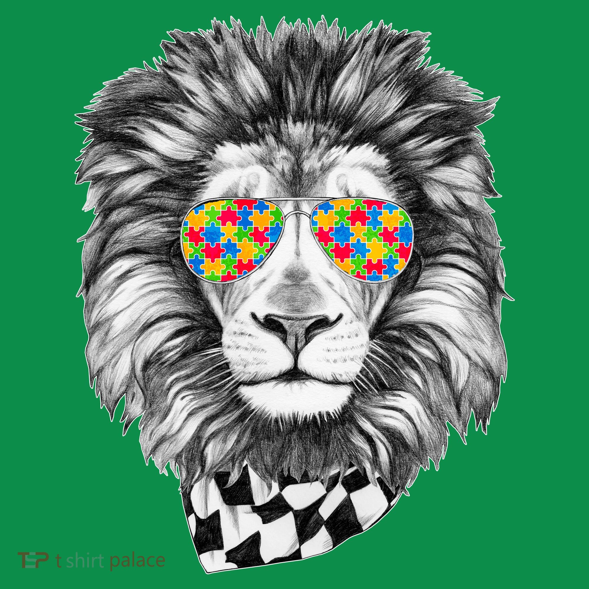 Autism Awareness Puzzle Sunglasses Lion Coaster