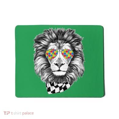 Autism Awareness Puzzle Sunglasses Lion Mousepad