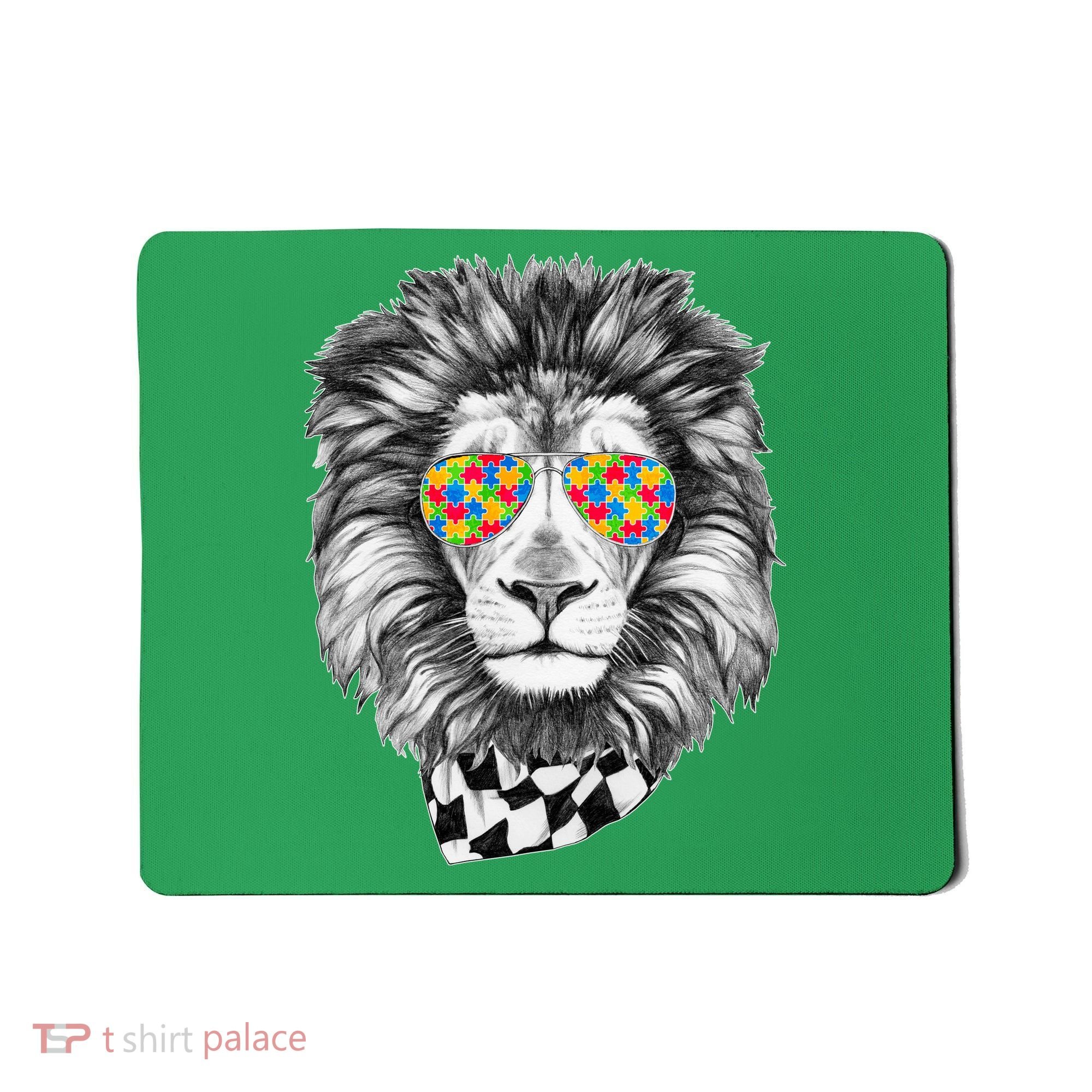 Autism Awareness Puzzle Sunglasses Lion Mousepad