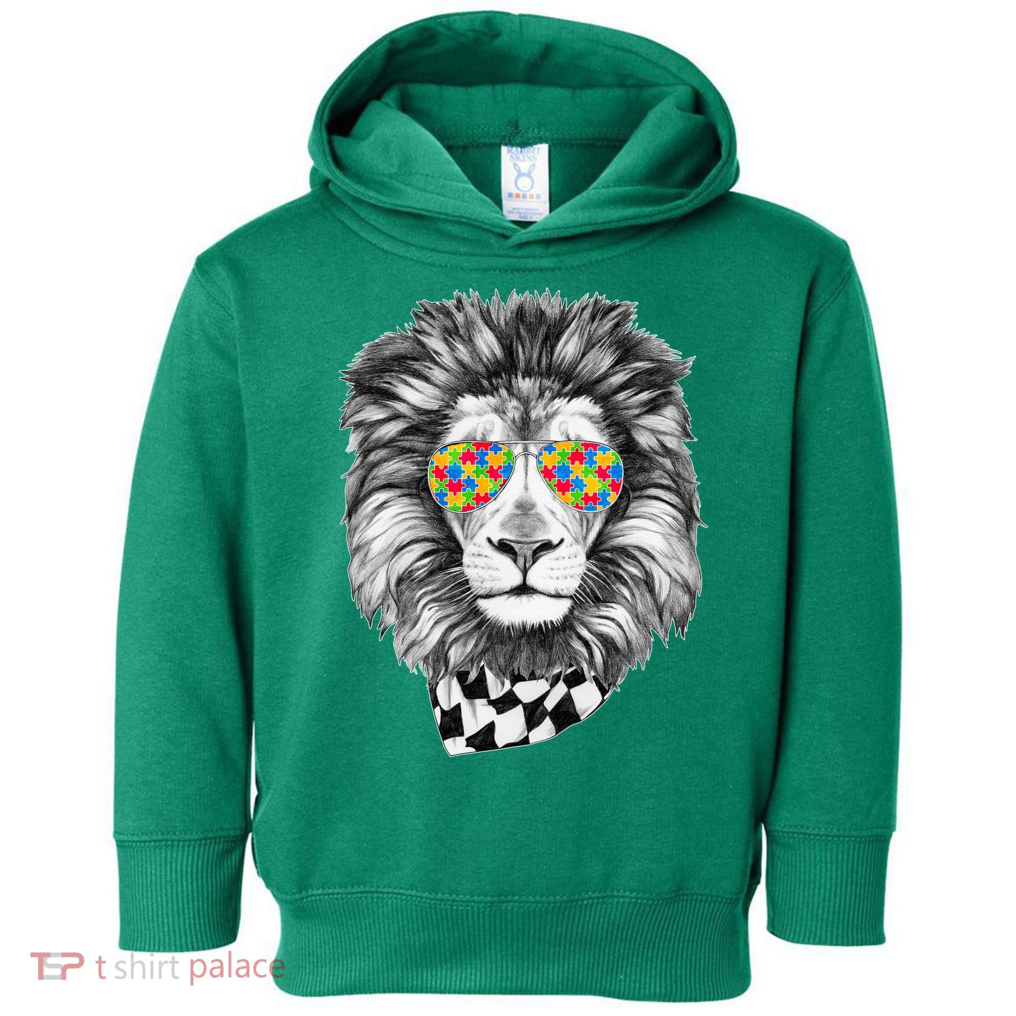 Autism Awareness Puzzle Sunglasses Lion Toddler Hoodie