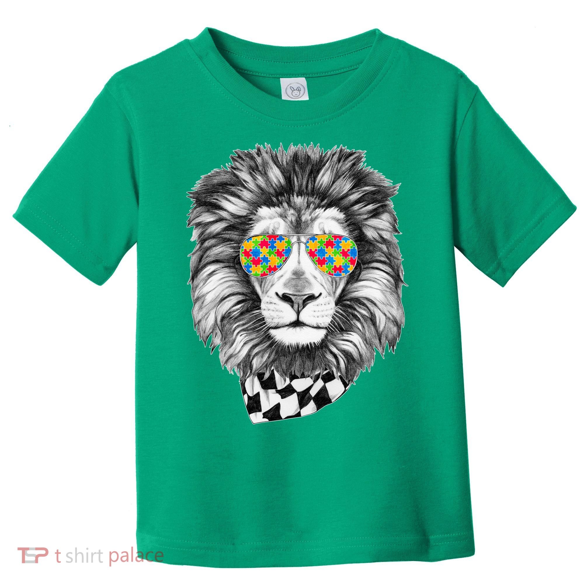 Autism Awareness Puzzle Sunglasses Lion Toddler T-Shirt