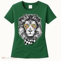 Autism Awareness Puzzle Sunglasses Lion Women's T-Shirt thumb 0