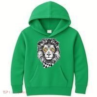 Autism Awareness Puzzle Sunglasses Lion Kids Hoodie thumb 0