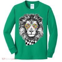 Autism Awareness Puzzle Sunglasses Lion Kids Long Sleeve Shirt thumb 0