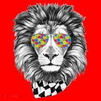 Autism Awareness Puzzle Sunglasses Lion Santa Hat thumb 1