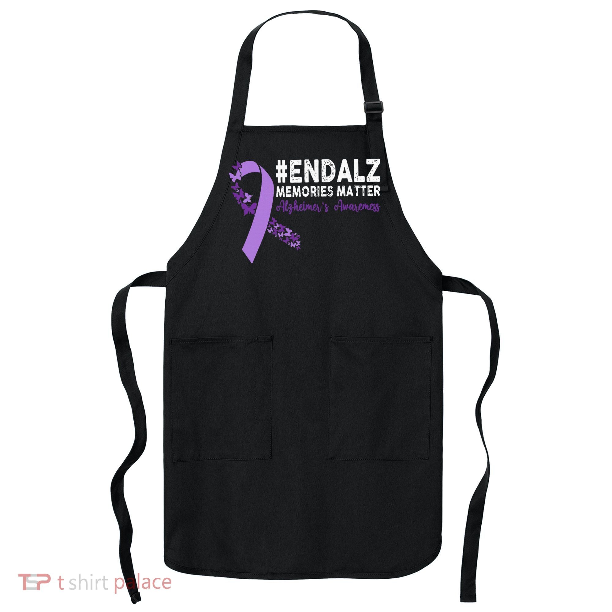Alzheimers Awareness Purple Ribbon End Alzheimers Apron