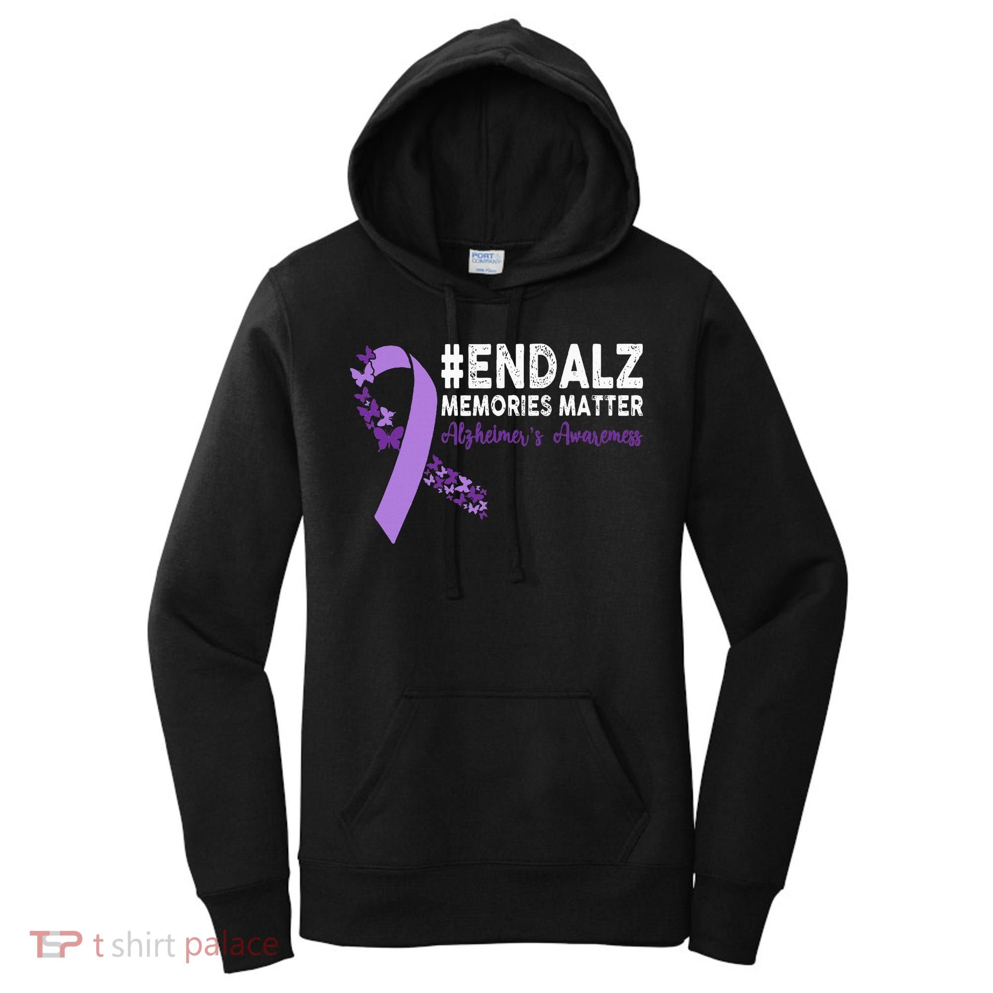Alzheimers Awareness Purple Ribbon End Alzheimers Women's Hoodie