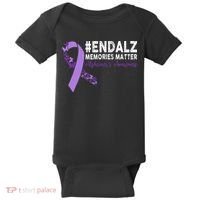 Alzheimers Awareness Purple Ribbon End Alzheimers Baby Bodysuit thumb 0