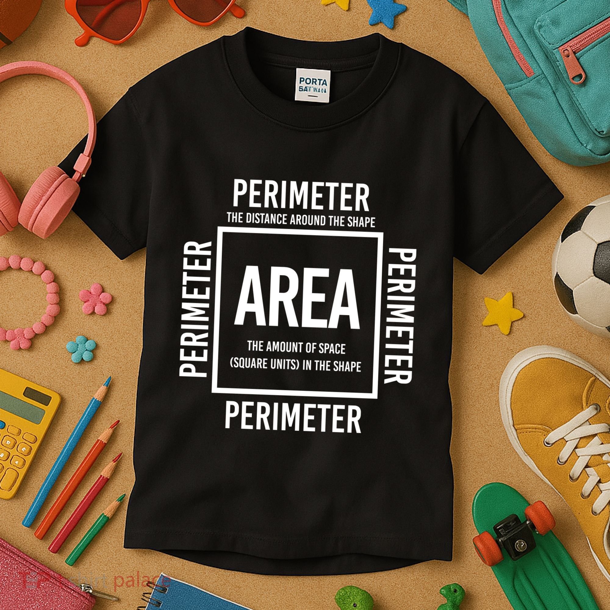 Area And Perimeter Math Teacher Mathematics Funny Math Kids T-Shirt