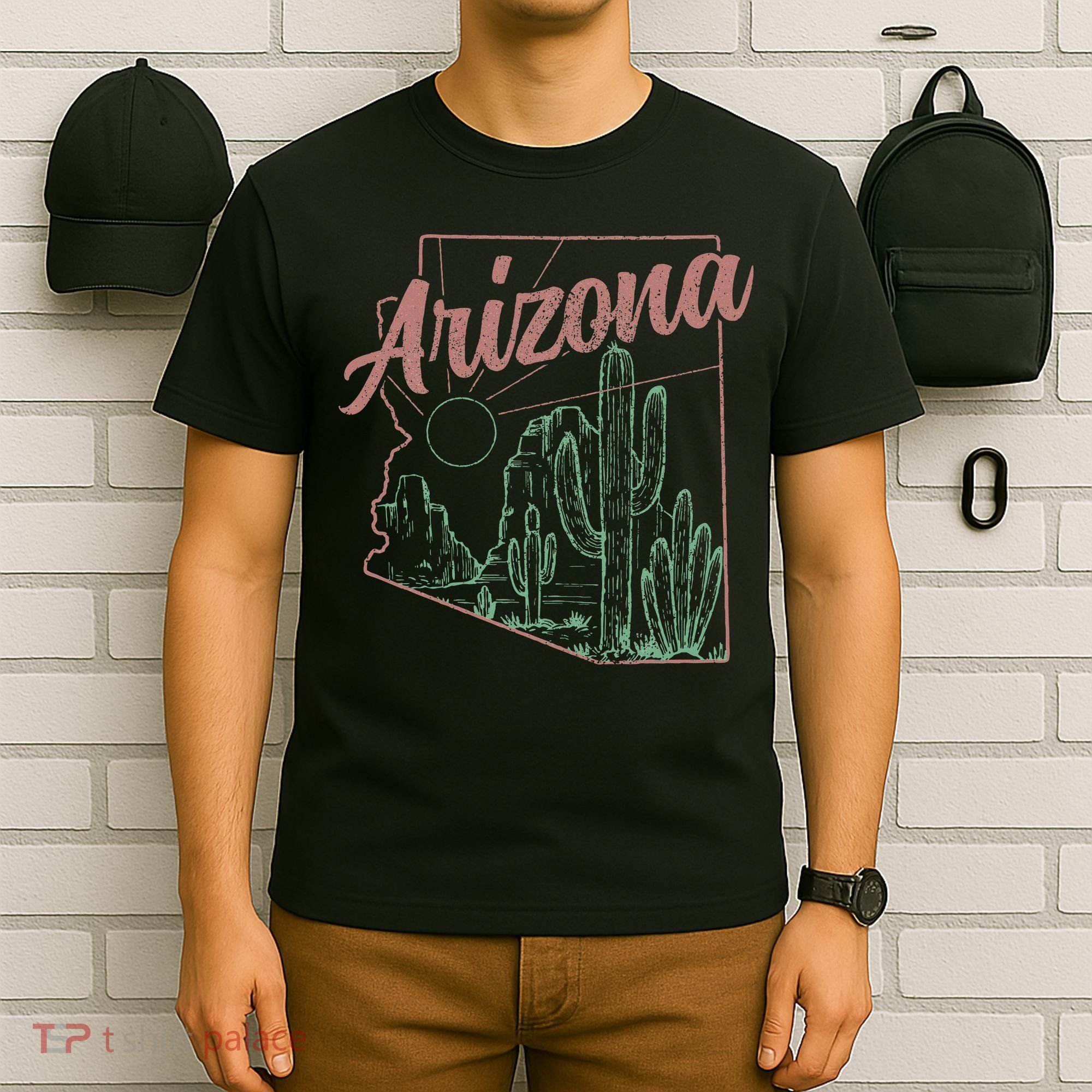 Arizona Az Pride State Map Cactus Desert Vintage T-Shirt