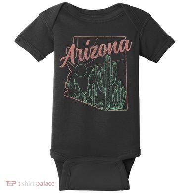 Arizona Az Pride State Map Cactus Desert Vintage Baby Bodysuit