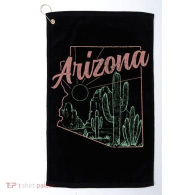 Arizona Az Pride State Map Cactus Desert Vintage Golf Towel