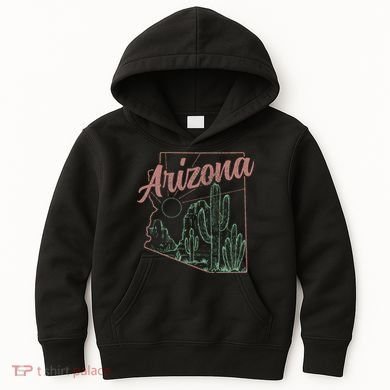 Arizona Az Pride State Map Cactus Desert Vintage Kids Hoodie
