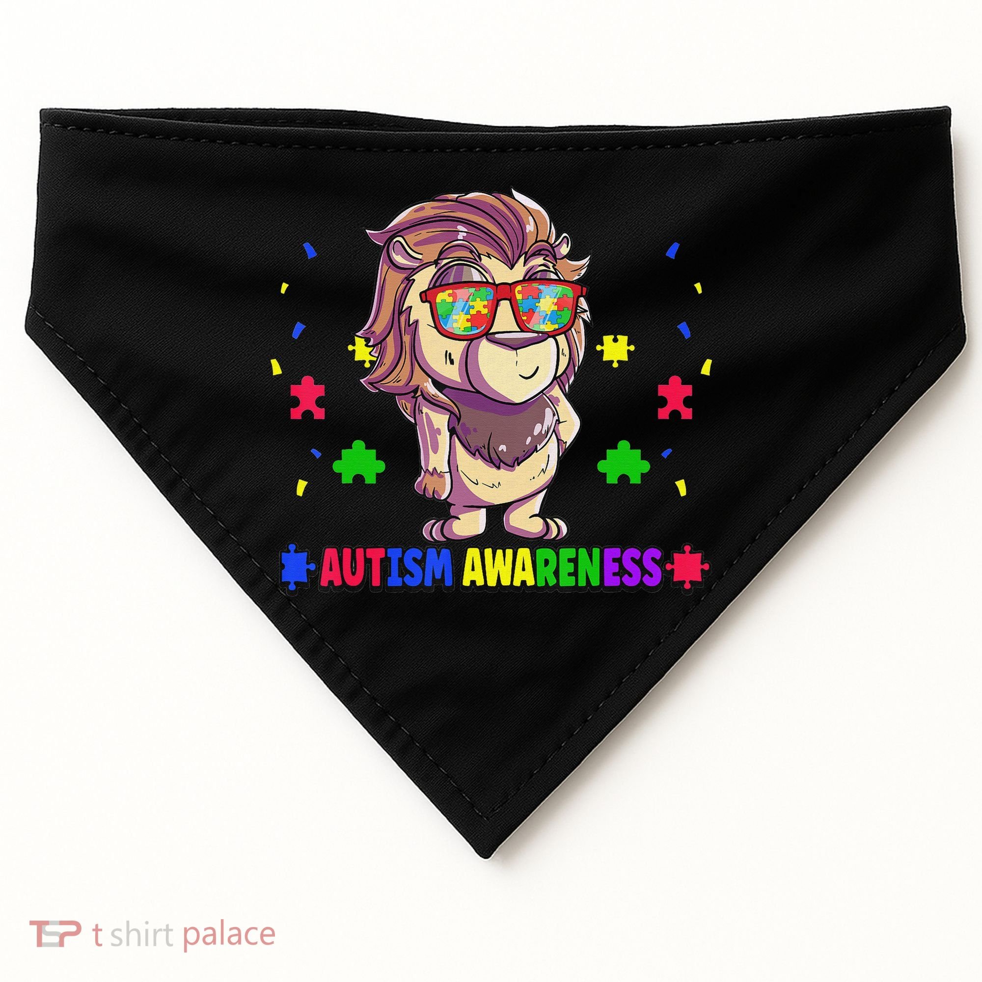 Autism Awareness Puzzle Piece Love Autistic Support USA-Made Doggie Bandana