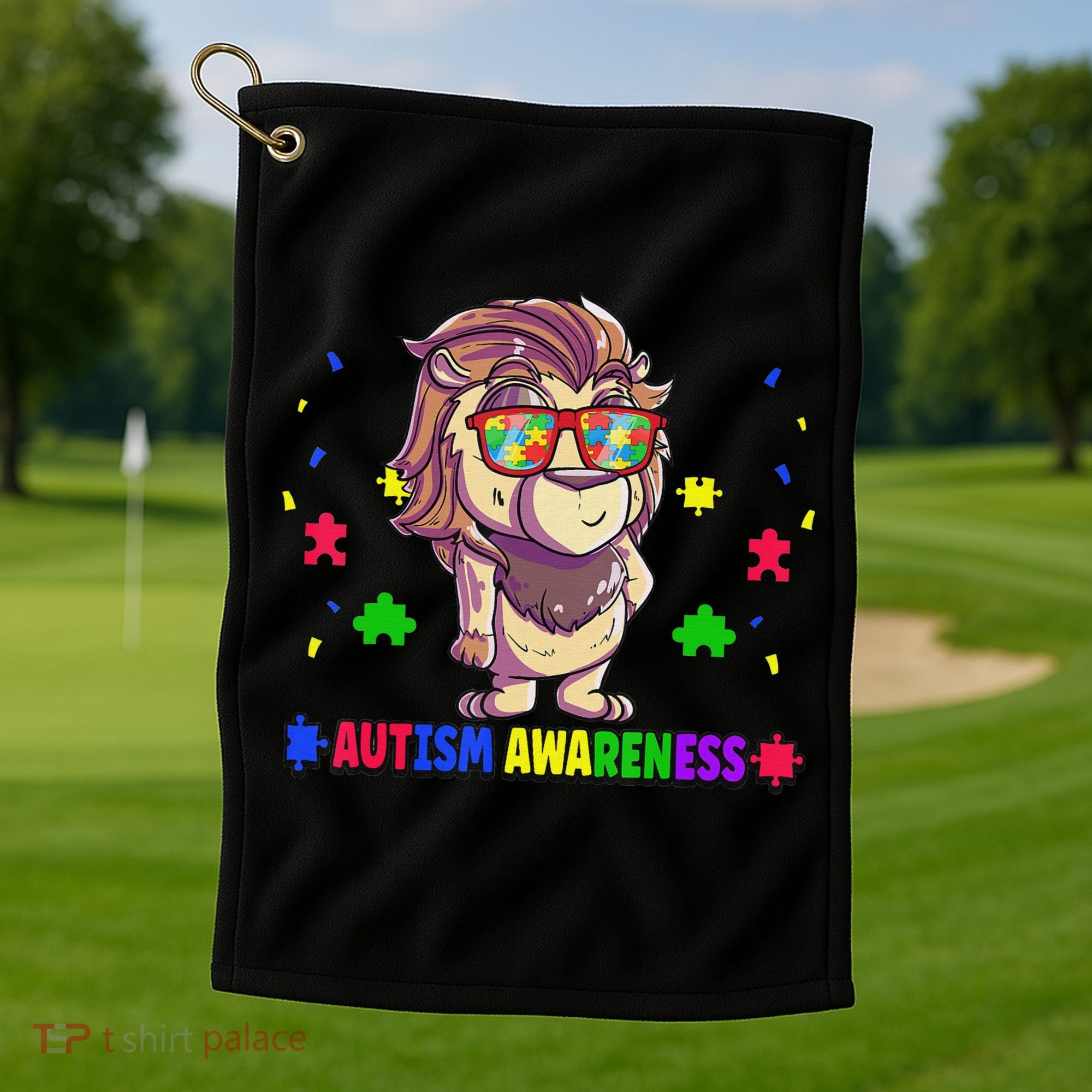 Autism Awareness Puzzle Piece Love Autistic Support Golf Towel