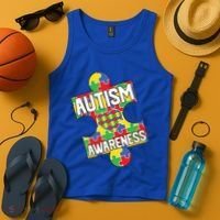 Autism Awareness Puzzle Piece Awareness Tank Top thumb 4