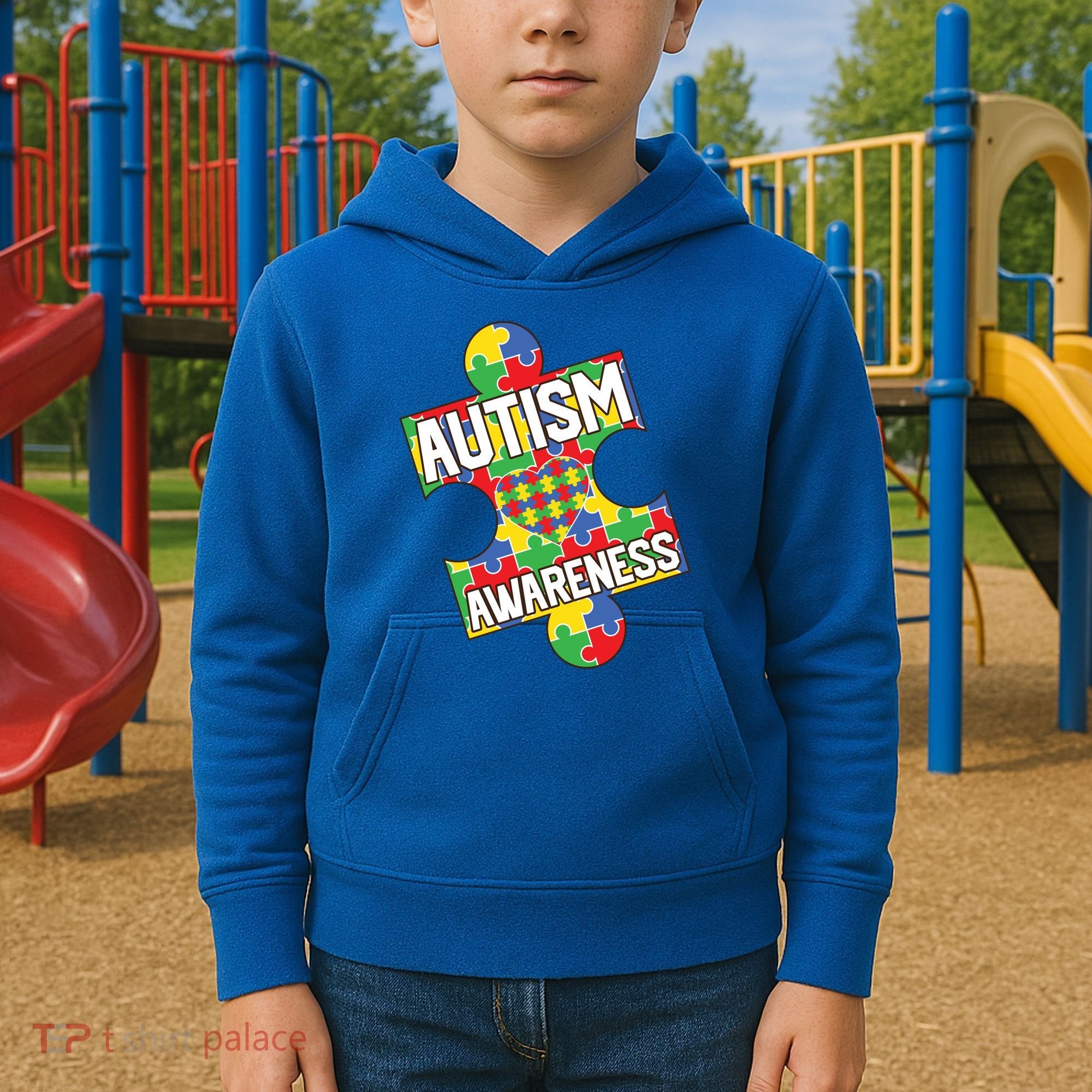 Autism Awareness Puzzle Piece Awareness Kids Hoodie