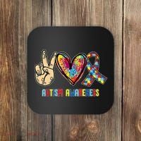 Autism Awareness Peace Love Autism Coaster thumb 0