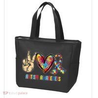 Autism Awareness Peace Love Autism Tote Bag thumb 3
