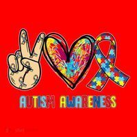 Autism Awareness Peace Love Autism Santa Hat thumb 1