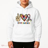 Autism Awareness Peace Love Autism Hoodie thumb 2