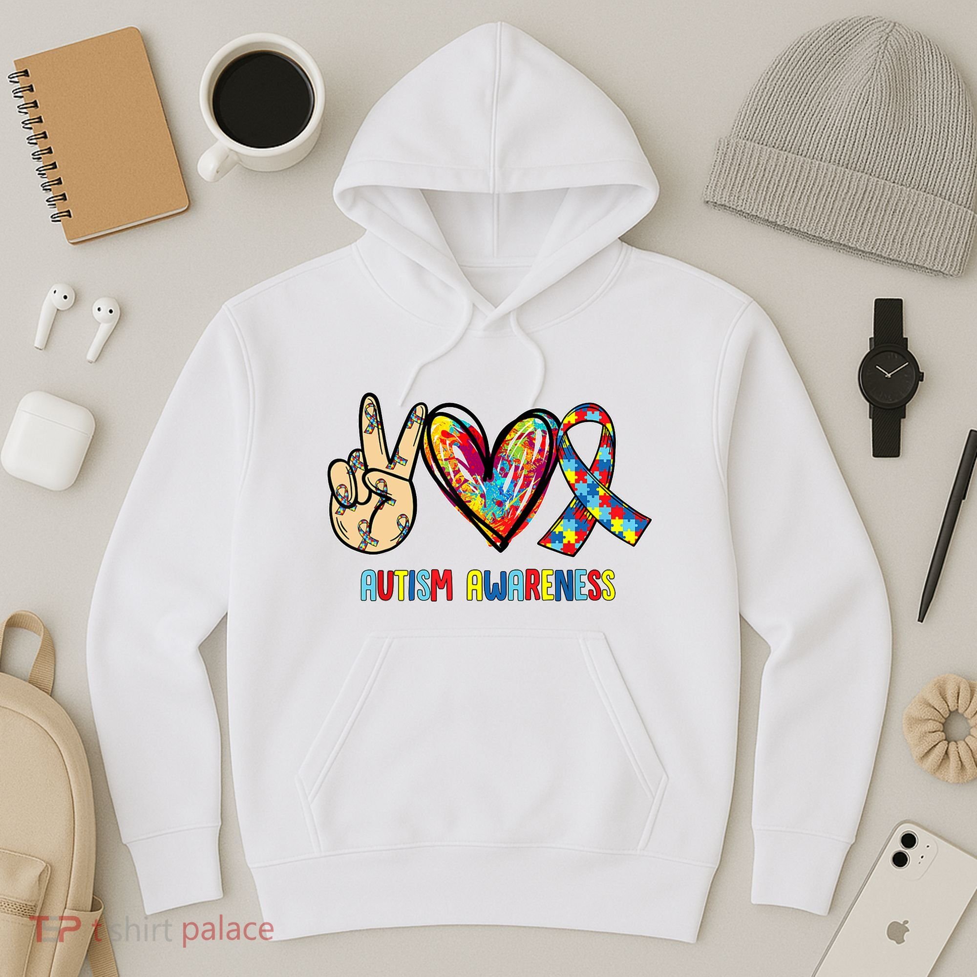 Autism Awareness Peace Love Autism Hoodie