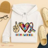 Autism Awareness Peace Love Autism Hoodie thumb 4