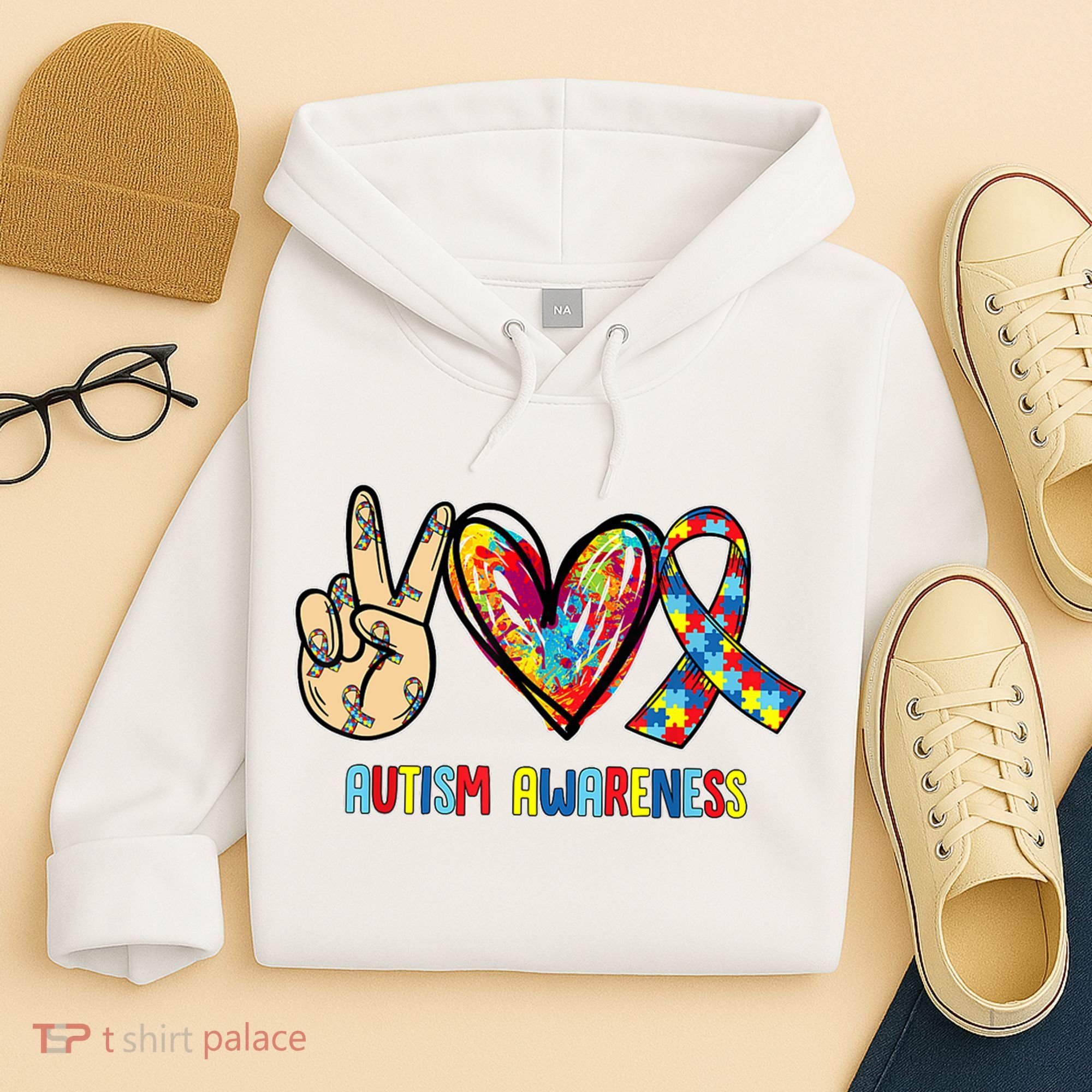 Autism Awareness Peace Love Autism Hoodie