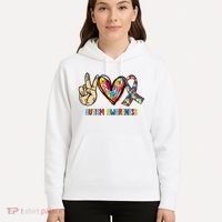 Autism Awareness Peace Love Autism Hoodie thumb 5