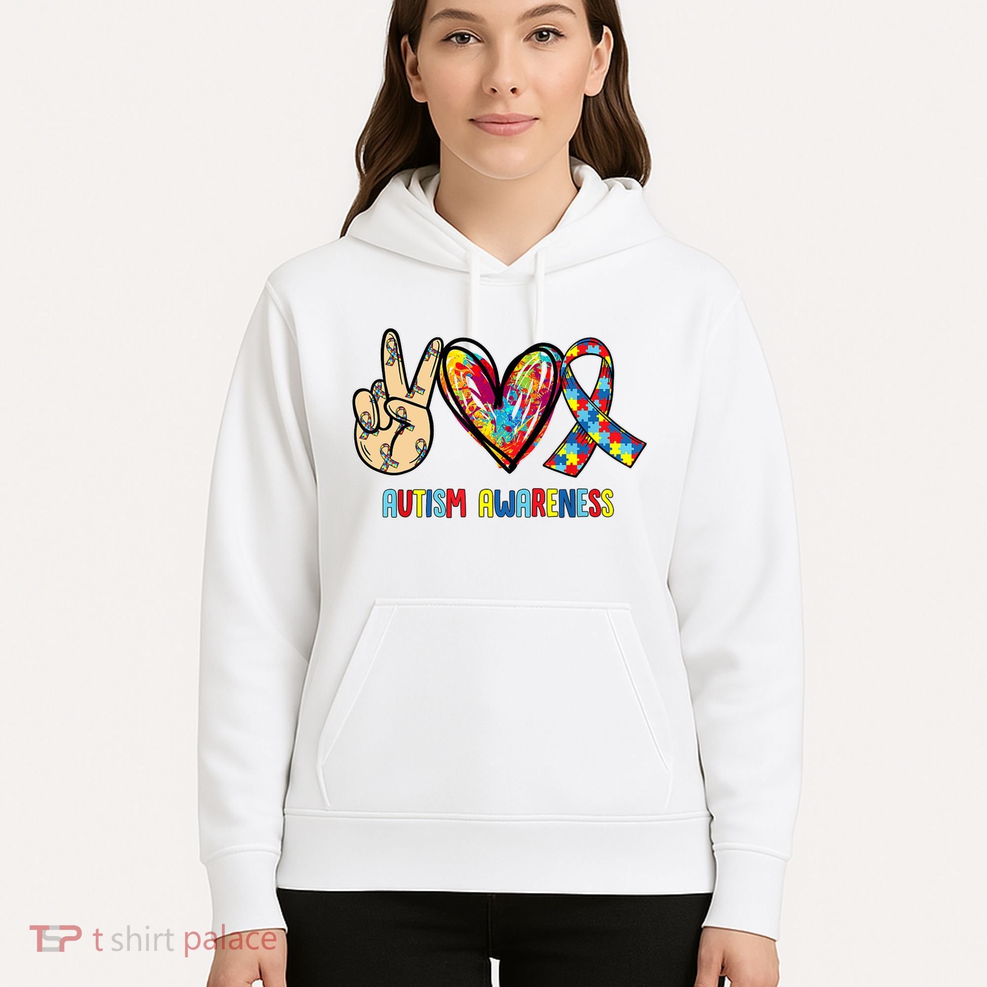 Autism Awareness Peace Love Autism Hoodie