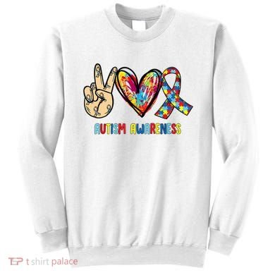 Autism Awareness Peace Love Autism Sweatshirt