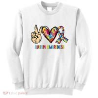 Autism Awareness Peace Love Autism Sweatshirt thumb 0