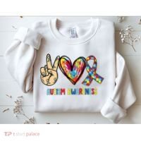 Autism Awareness Peace Love Autism Sweatshirt thumb 2