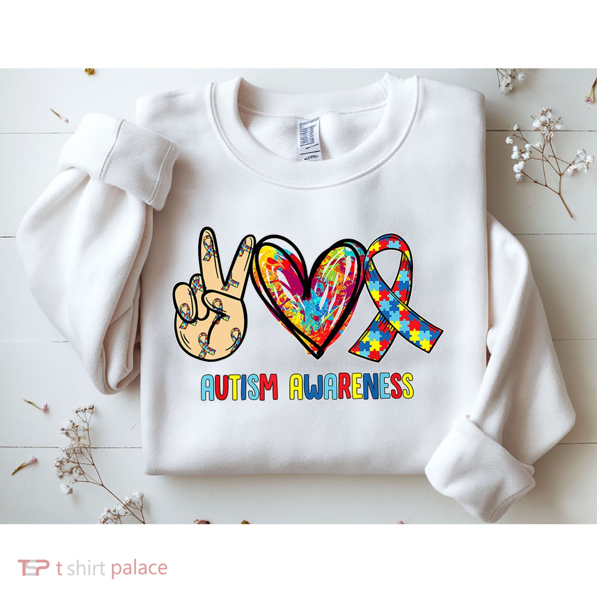 Autism Awareness Peace Love Autism Sweatshirt