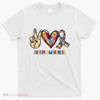 Autism Awareness Peace Love Autism T-Shirt thumb 0